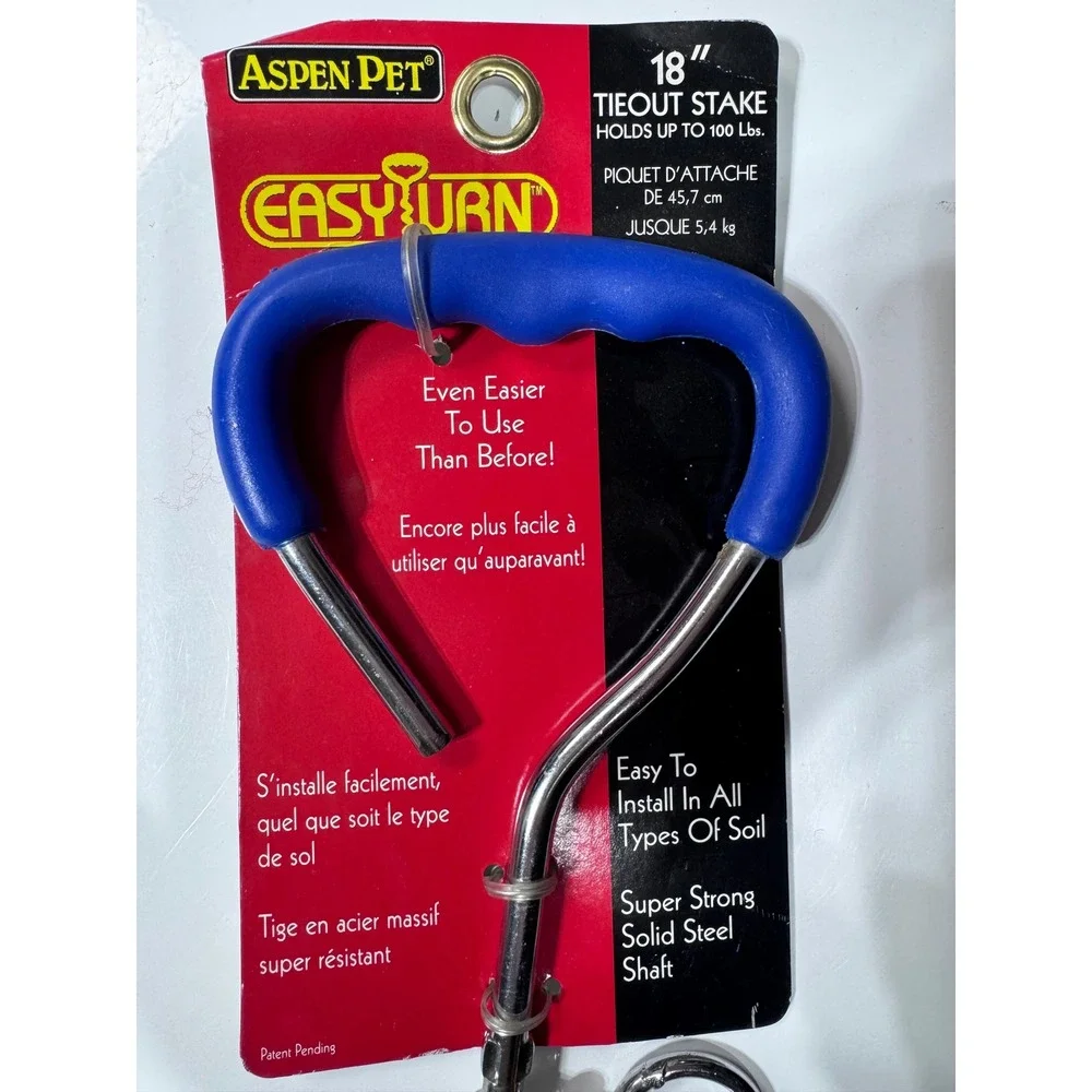 Aspen Pet Easy Turn 18‎ Inch Tie Out Stake Dog Anchor Heavy Duty Steel